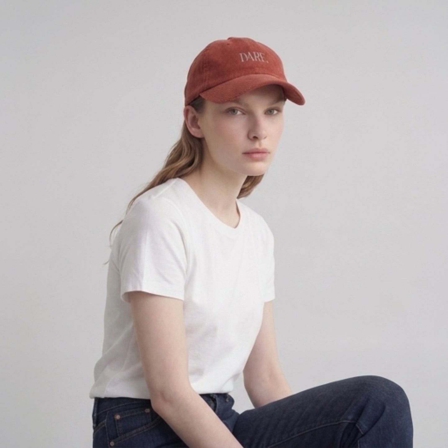 "DARE" Velours Embroidered Cap — Burgundy - LA MARQUE 77