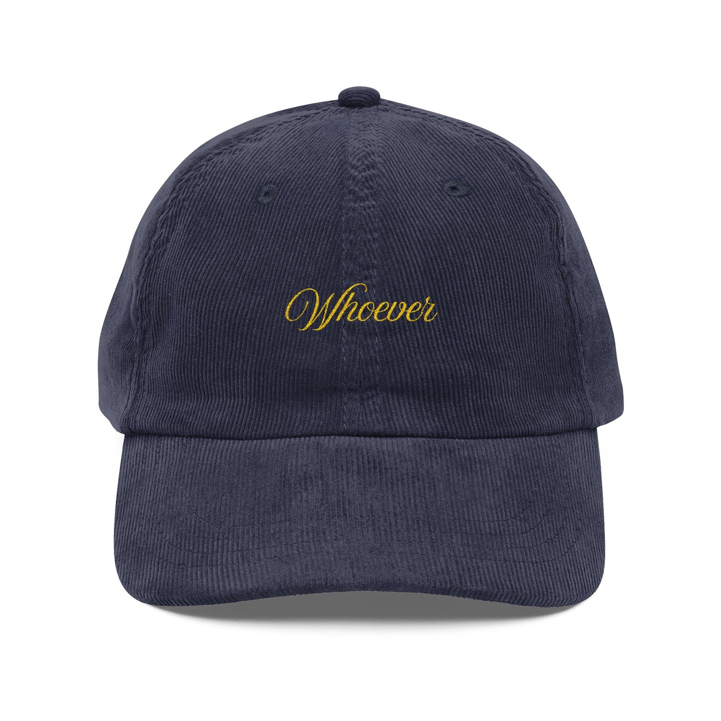 "WHOEVER" Velours Embroidered Cap — Blue - LA MARQUE 77