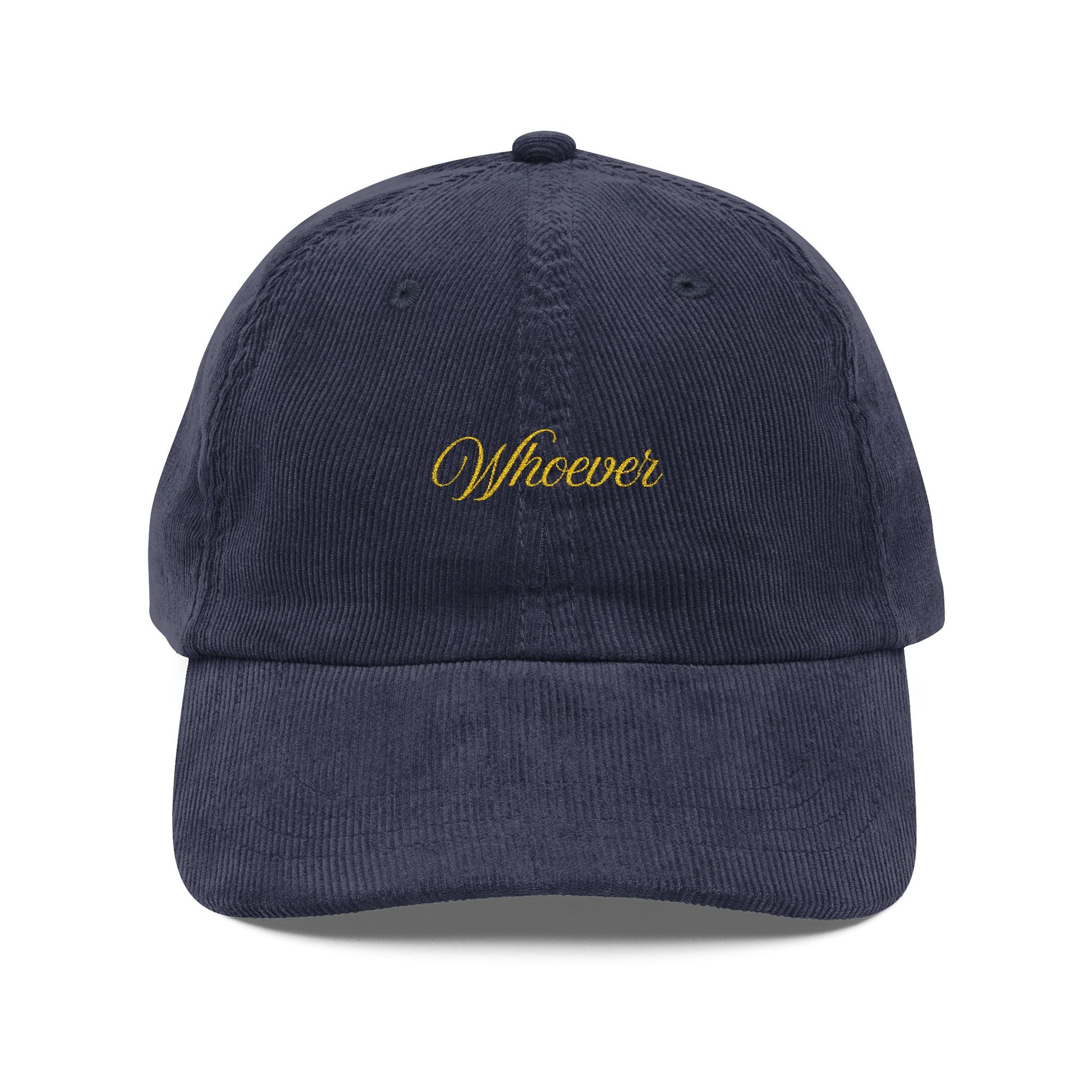 "WHOEVER" Velours Embroidered Cap — Blue - LA MARQUE 77