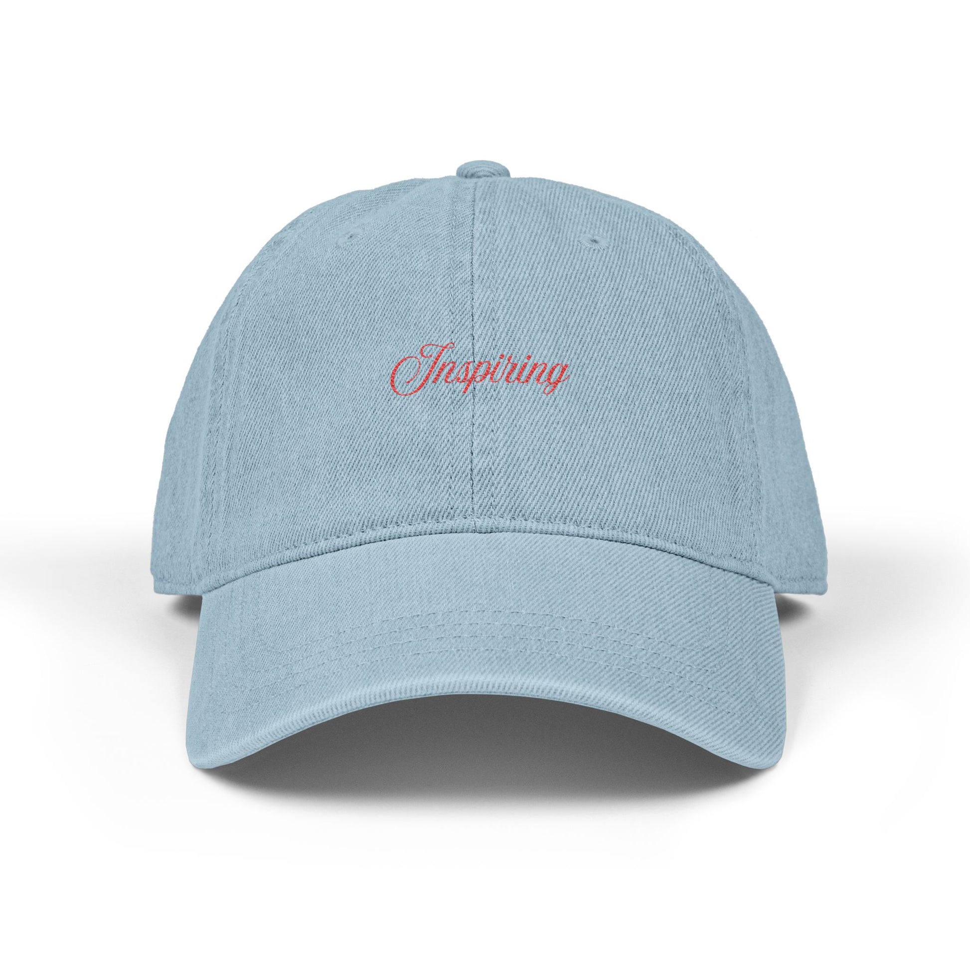 "INSPIRING" Embroidered Denim Cap — Light Blue - LA MARQUE 77