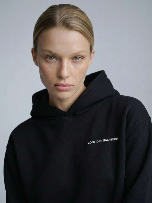 Confidential Mood Oversized Black Hoodie - Unisex - LA MARQUE 77