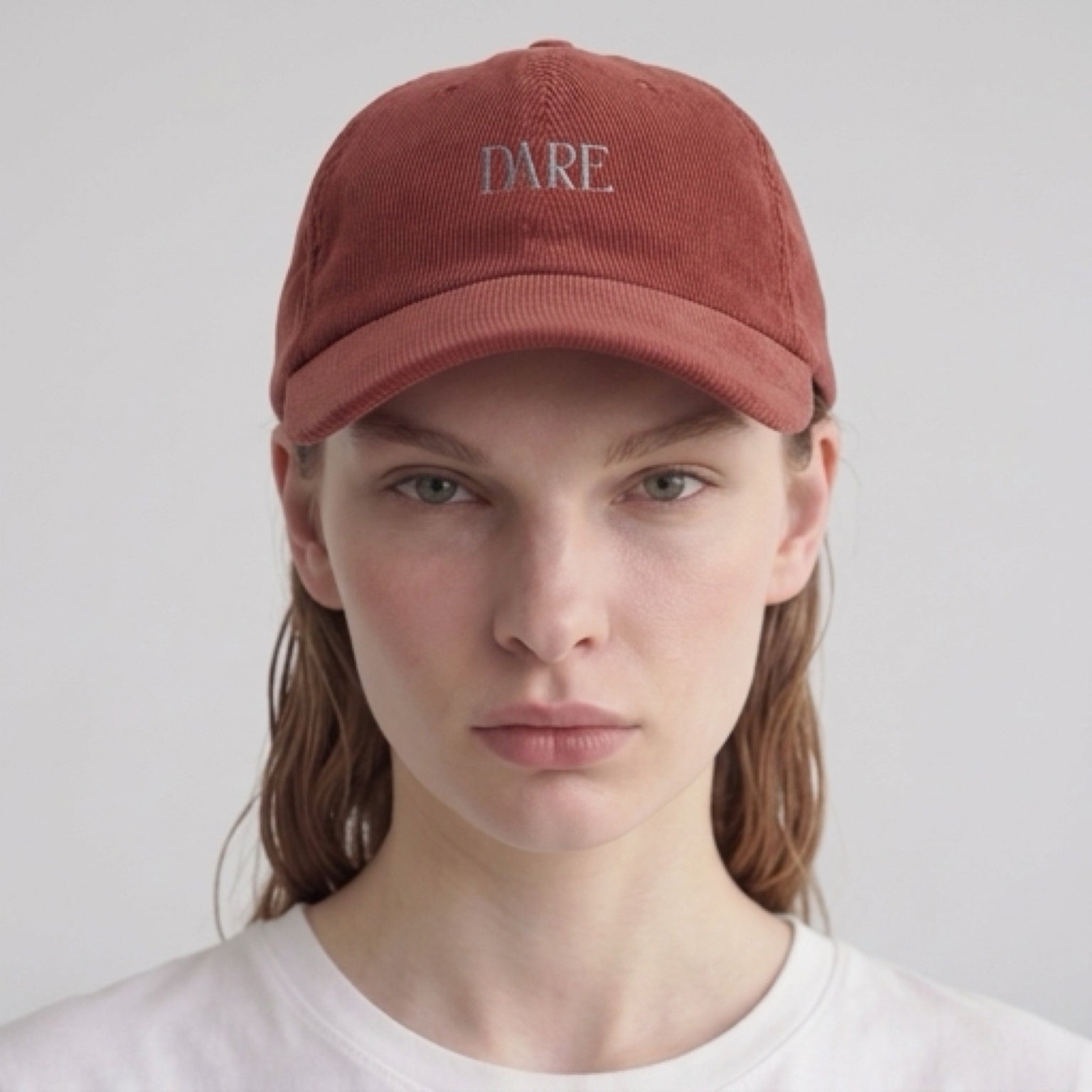 "DARE" Velours Embroidered Cap — Burgundy - LA MARQUE 77