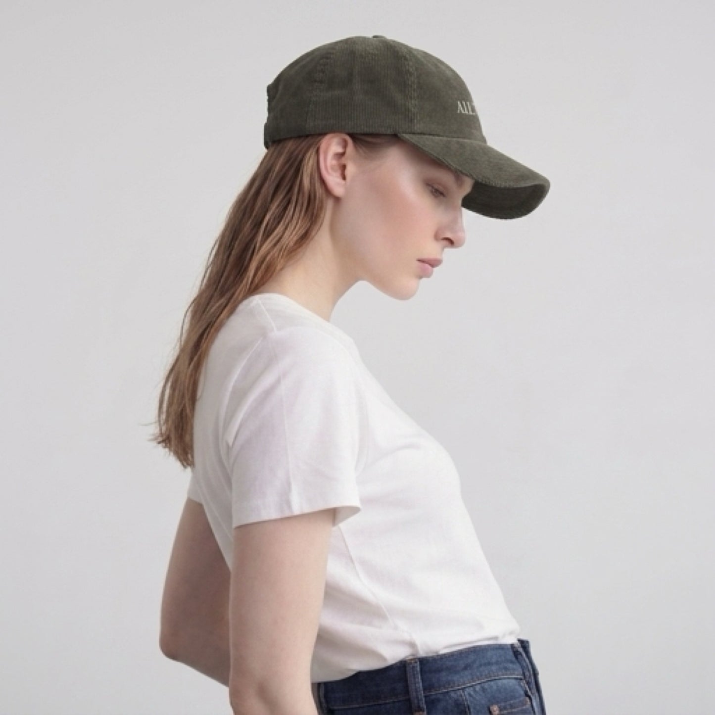 "ALL THAT" Velours Embroidered Cap — Olive - LA MARQUE 77