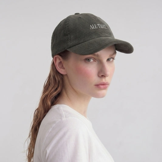 "ALL THAT" Velours Embroidered Cap — Olive - LA MARQUE 77